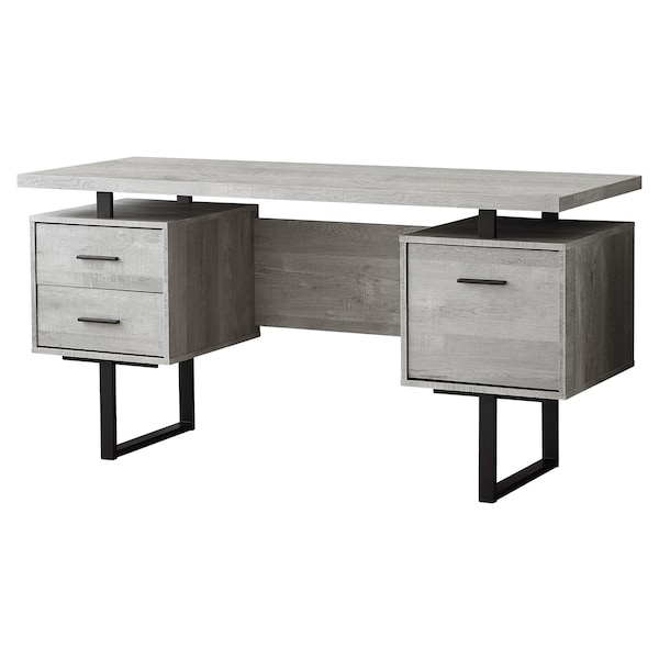 Monarch Specialties Computer Desk, Home Office, Laptop, Left, Right Set-up, Storage Drawers, 60"L, Work, Metal, Grey I 7417 - main
